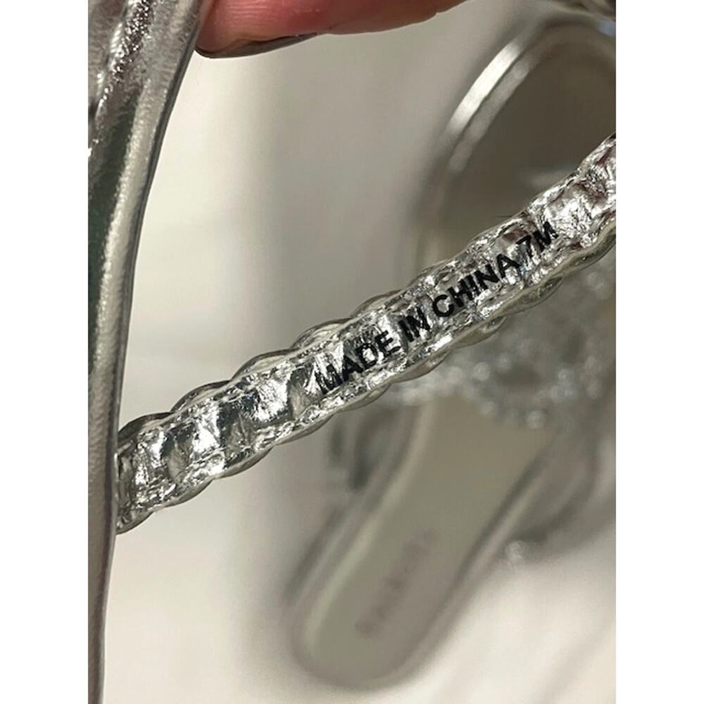 NWT Talbots Cece Thong Sandals Size 7 Womens Silver Slip On Braided Metallic - Picture 8 of 9